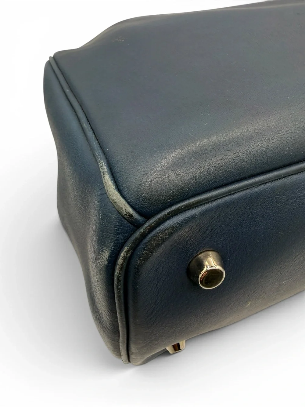 Dior Navy Leather Tote with Gold-Tone Logo Charm